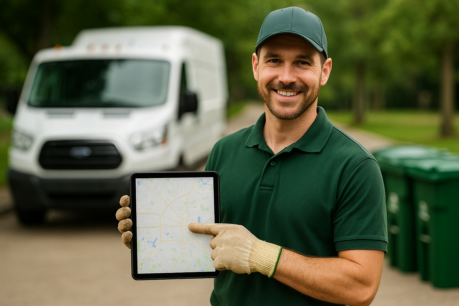 Service rep holding route map